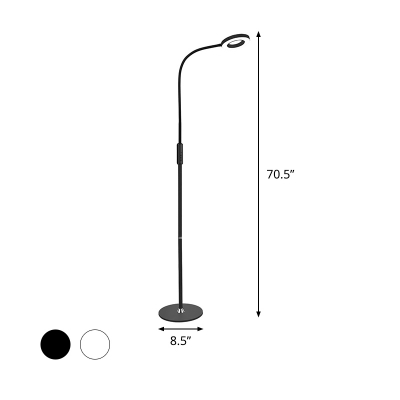 White/Black Finish Loop Floor Reading Lamp Modernist LED Metal Standing Lamp for Living Room