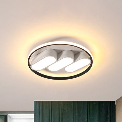 White-Black Round Flush Mount Lighting Modern LED Metallic Flush Lamp Fixture for Bedroom