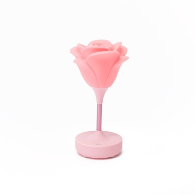 White/Pink Finish Rose-Like Night Light Creative LED Plastic Rechargeable Night Table Lamp