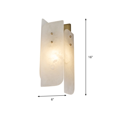 White Rectangle Panel Sconce Lamp Minimalist 1-Light Marble Wall Mount Light Fixture