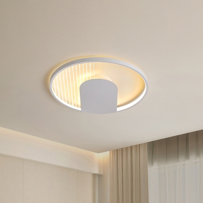 White Round Ceiling Mounted Fixture Modern LED Acrylic Flushmount Lighting in Warm/White Light, 18