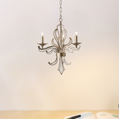 3 Bulbs Crystal Chandelier Lighting Traditional Silver Candelabra Dining Room Pendulum Lamp