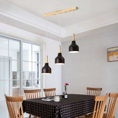 3 Bulbs Dining Room Cluster Pendant Lamp Modern Nordic White/Black Finish Ceiling Light with Urn Iron Shade