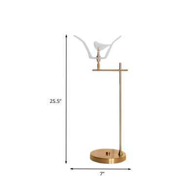 Bird Shape Opal Glass Table Light Modern LED Gold Finish Desk Lamp with Right Angle Arm