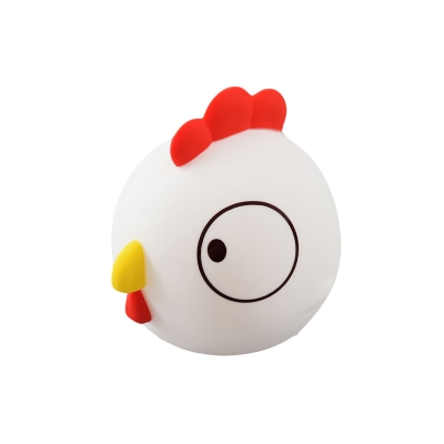 Cartoon Chick Shape Night Light Silica Gel LED Bedroom Touching Night Lamp in White and Red