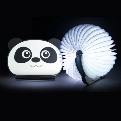 Cartoon Owl/Cat/Rabbit Shape Night Lamp Wood LED Bedroom Book Folding Light in White with Paper Shade