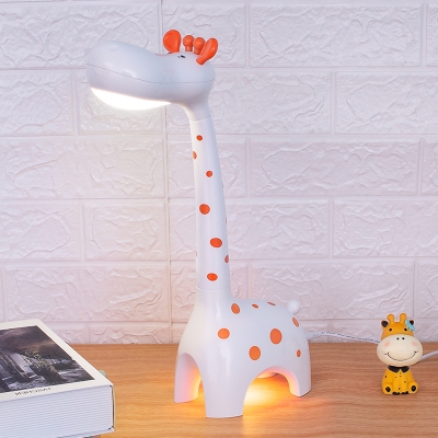 Giraffe Shape Study Room Table Light Plastic LED Cartoon Touching Reading Lamp in White/Pink/Yellow