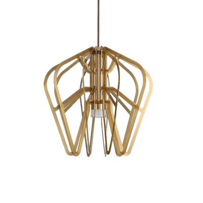 Gold Flowerbud Frame Hanging Lamp Minimalist Metallic LED Pendant Light Fixture for Restaurant