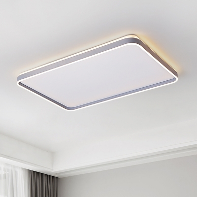 Grey Rectangular Flush Light Fixture Simplicity Acrylic LED Ceiling Lamp for Bedroom in Warm/White Light