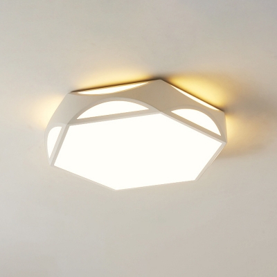 Hexagon Ceiling Mounted Light Modernist Acrylic LED Bedroom Flush Lamp Fixture in Black/White