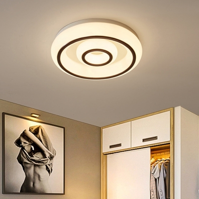 LED Bedroom Flush Ceiling Light Modernist White Flush Mounted Lamp with Doughnut Acrylic Shade
