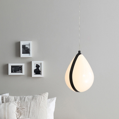Metallic Waterdrop Drop Pendant Contemporary 1 Head Black and White Hanging Lamp Kit for Bedroom in Warm/White Light