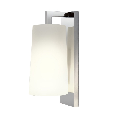 Minimalist Horn Shade Wall Lamp 1-Light Fabric Wall Sconce Light in Chrome for Bathroom