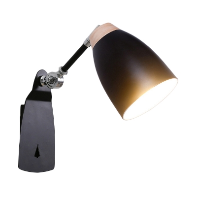 Modern Cup Shape Wall Light Fixture Metal 1-Light Bedroom Wall Mount Lamp with Rotatable Arm in White/Black