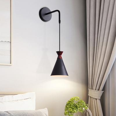 Modernist 1 Bulb Sconce Lighting Black/Grey/White Finish Flared Wall Mount Pendant Lamp with Iron Shade