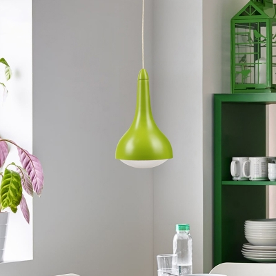 Nordic Funnel Hanging Lamp Aluminum 1 Head Dining Table Suspension Lighting in White/Green with Convex Acrylic Diffuser