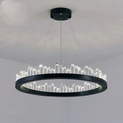 oop Dining Room Hanging Lighting Crystal LED Modernism Ceiling Pendant Lamp in Black