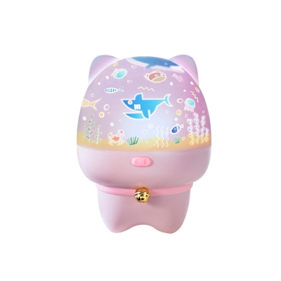 Piglet/Puppy Shaped Plastic Night Table Light Cartoon White/Pink Finish LED Rechargeable Projection Night Lamp