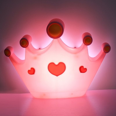 Plastic Crown Shape Sconce Lighting Cartoon LED Pink Finish Wall Mounted Lamp Fixture