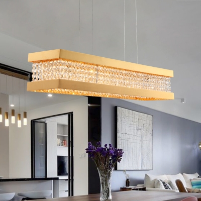 

Rectangle Frame Crystal Island Light Post Modern 6 Lights Gold Finish LED Suspension Lamp, HL615340