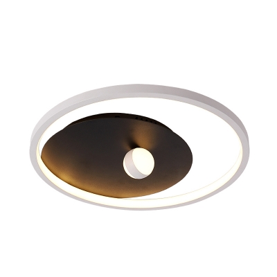 Round LED Flush Mount Ceiling Lamp Contemporary Acrylic Black and White Flushmount Lighting with Ball Design for Bedroom