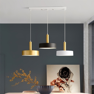 Round Metal Cluster Pendant Light Modernist 3 Heads White-Black-Gold Hanging Lamp Kit