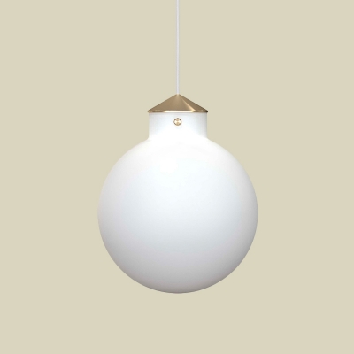 Simple 1 Bulb Hanging Light Kit Brass Ball Pendant Lamp Fixture with Milk White Glass Shade