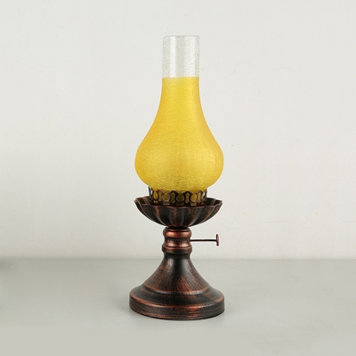 Vase Dining Room Table Lighting Warehouse Tan/Yellow Crackle Glass 1 Head Copper Finish Desk Lamp with Metal Base