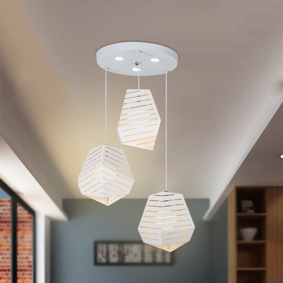 White Cutouts Geometrical Multi-Pendant Minimalist 3 Bulbs Iron Hanging Light Fixture