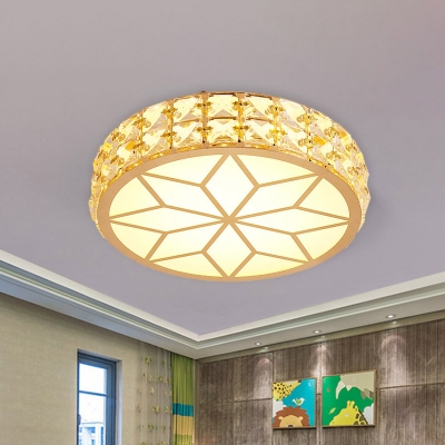 White/Gold LED Flush Mount Lighting Contemporary Beveled Crystal Prism Flower/Round Ceiling Light