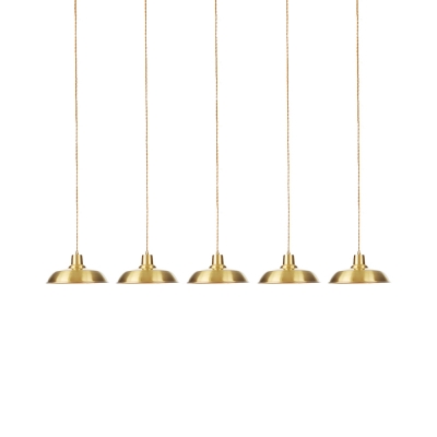 3/5/7-Bulb Tandem Multi Light Pendant Industrial Restaurant Hanging Lamp with Barn Metal Shade in Gold