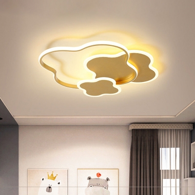 Acrylic Cloud Flush Mount Cartoon LED Close to Ceiling Light in White/Gold with Twisted Ring Design