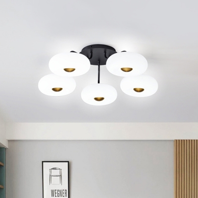 Acrylic Oblong Semi Flush Lighting Modernism 5 Heads Black and Gold LED Flush Mounted Lamp