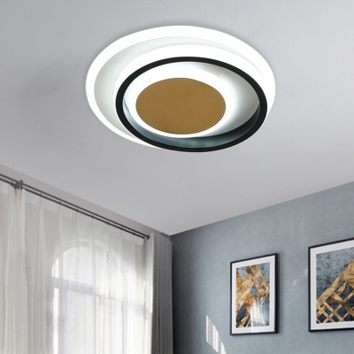 Acrylic Square/Round Flush Lighting Modernism LED Ceiling Mounted Lamp in White and Black
