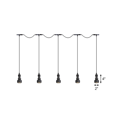 Black 3/5/7-Light LED Multi Light Chandelier Industrial Iron Pipe Tandem Mini Ceiling Pendant Lamp