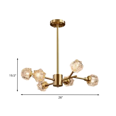 Brass 6 Heads Crystal Chandelier Contemporary Metal Sputnik LED Hanging Ceiling Lamp