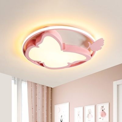 Butterfly Flush Ceiling Light Fixture Contemporary Acrylic Pink/Blue LED Flush Mount Lamp with Ring for Bedroom in Warm/White Light