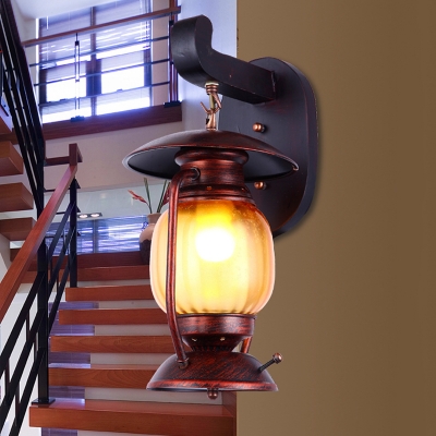 Copper Kerosene Wall Mount Lamp Farmhouse Metallic 1-Light Dining Room Sconce Light Fixture