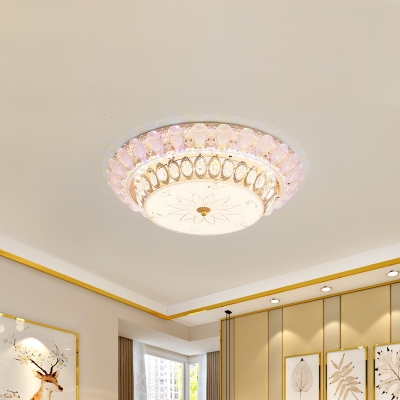 Domed Bedroom Ceiling Flush Mount Modern Crystal LED Gold Flush Lighting Fixture
