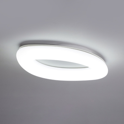 LED Bedroom Ceiling Flush Simple White Flush Mounted Light with Arced Doughnut Acrylic Shade