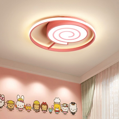 Lollipop Shape Flush Mount Lighting Cartoon Acrylic LED Pink Flush Ceiling Lamp Fixture