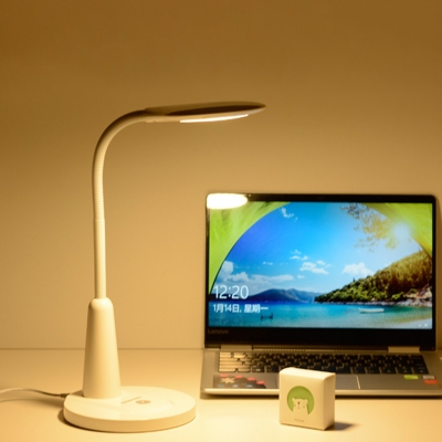 Oval Adjustable Reading Book Light Modern Plastic LED White/Blue Desk Lamp with Touching Switch