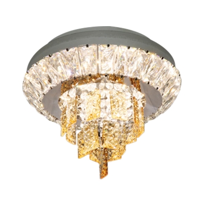 Ring Hallway Flush Light Traditionalism Clear and Amber Crystal LED Chrome Ceiling Flush Mount, 11