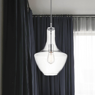 Urn Shaped Pendant Light Fixture Simplicity Translucent Glass Single Apartment Ceiling Lamp in Silver