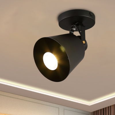 1/3-Light Semi Flush Light Fixture Antiqued Restaurant Adjustable Flush Ceiling Lamp with Bell Metal Shade in Black