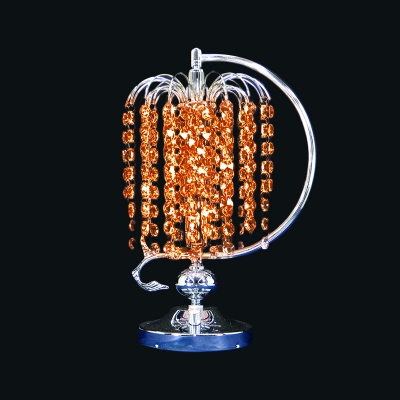 1-Bulb Wicker Shaped Night Lamp Contemporary Pink/Yellow/Blue Crystal Stand Night Table Light