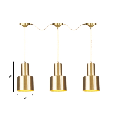 3/5/7 Lights Metal Multiple Hanging Light Industrial Gold Tube Restaurant Tandem Pendant Lamp