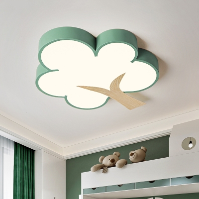 Acrylic Tree Ceiling Light Fixture Contemporary Grey/Green LED Flush Mount Lamp for Bedroom