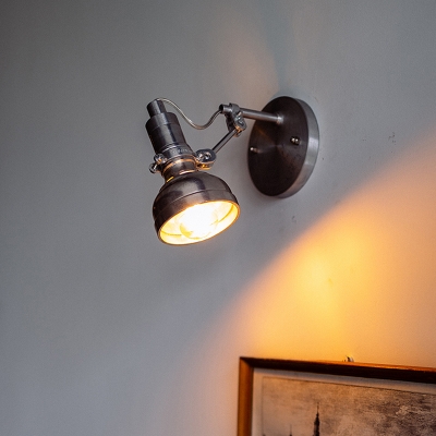 Bell Indoor Wall Sconce Lighting Industrial Metallic 1-Head Chrome Rotatable Wall Lamp