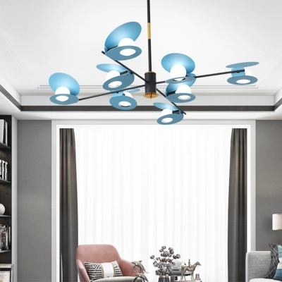 Blue/Black and Gold Mussel Shaped Chandelier Modern Nordic 6/8-Head Iron Hanging Ceiling Lamp for Living Room